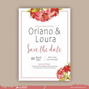 Floral Wedding Invitation And Menu Template Free CDR