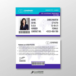 Corporate Elegant Horizontal ID Card Vector Template