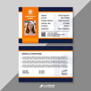 Abstract University College Student ID Card Vector Template
