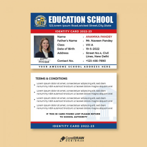 Simple Minimal  Educational School Student ID Card Vector