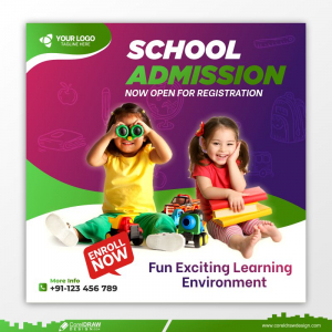 School Admission Banner Template Free CDR