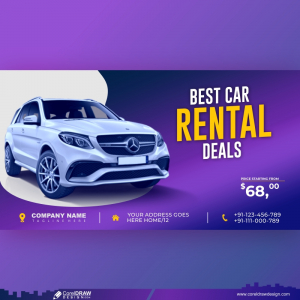 Car Rental Promotion Social Media Post Banner Template Premium CDR