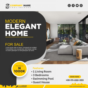 For Sale House Property Social Media Banner Template Free CDR