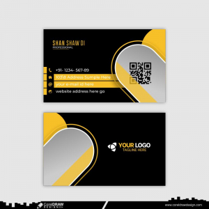Modern Yellow & Black Business Card Design Free CDR