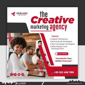 The Creative Marketing Agency Colorfull Social Media Post Template Design CDR