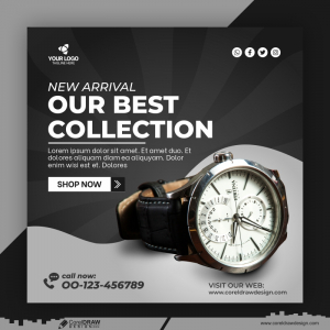 New Watch Collection Promotion Social Media Banner Vector Design