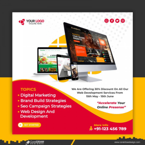 Marketing Agency Colorfull Social Media Post Template Design CDR