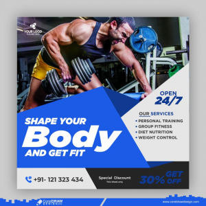 Shape Your Body Gym Flyer Social Media Post Web Banner Premium CDR 