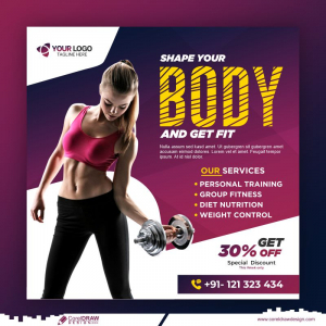 Shape Your Body Gym Template Social Media Post Web Banner Premium CDR
