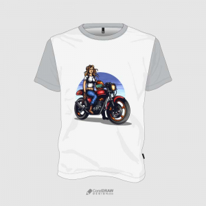 Beautiful white t-shirt hot girl on bike vector 