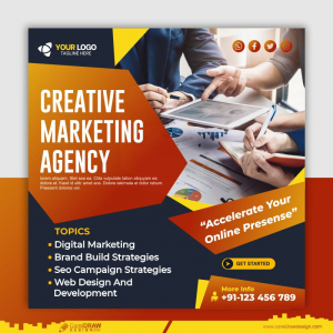 Creative Marketing Agency Colorfull Social Media Post Template Design CDR