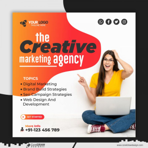 The Creative Marketing Agency Business Social Media Post Template Design CDR