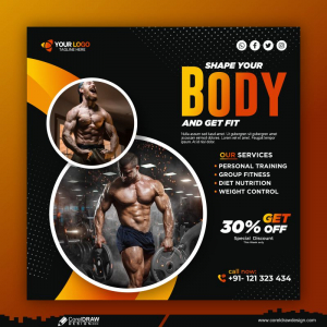 Professional Gym Fitness Flyer & Banner Template Premium Vector