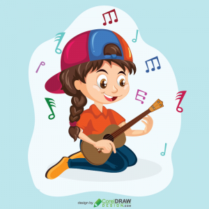 Girl Playing Guitar Illustration Free Vector