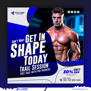 Professional Gym Fitness Banner Template Premium Vector