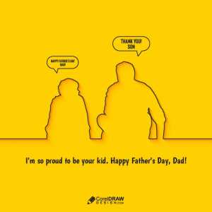 Happy Fathers Day Trendy Father Son Poster Vector