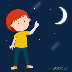 Boy Moon Illustration Free Vector