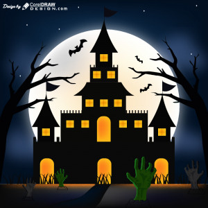 Haunted Home Illustration Free Vector