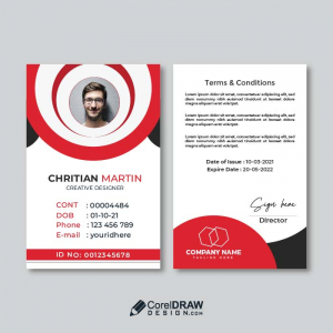 Corporate Elegant Red ID Card Vector Template