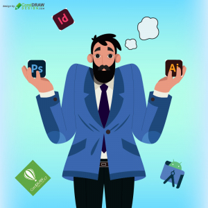 Man Confused Select Carrier Illustration Free Vector