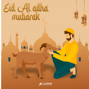 Eid-Al-Adha Mubarak Background Template Illustration Free Vector