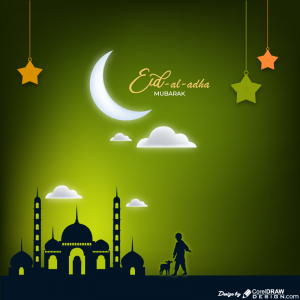 Eid-Al-Adha  Islamic Festival Green Background Illustration Free Vector