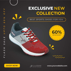 Trendy Sports Shoes Advertisement Promotional Banner Vector