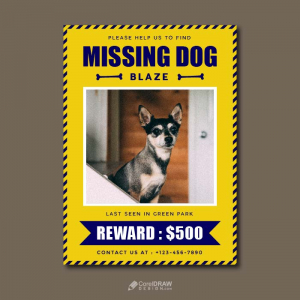 Abstract find missing dog poster vector template