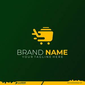 Supermarket Logo Design With Yellow Cart Premium Vector CDR