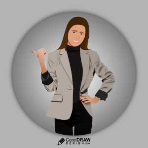 Smart Asian girl with Suit, Vector Illustration, Free