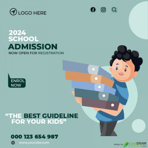 School Admission Open Poster Template Design Illustration Free Vector