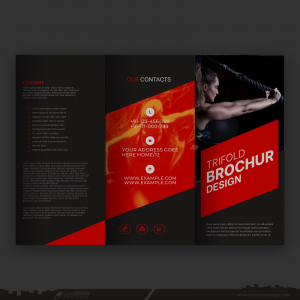 Gym Black Trifold Brochure Template Design Free