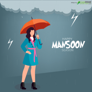 Happy Mansoon Season Illustration Free Vector