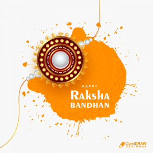 Beautiful Color Splash Rakhi Rakshabandhan Festival Lettering Card Vector