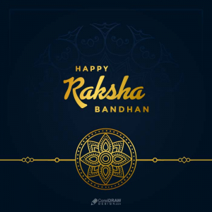 Beautiful Golden Rakhi Rakshabandhan lettering card vector