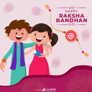 Brother and sister Rakhi festival of Raksha Bandhan Illustration Free Vector
