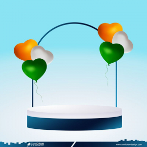 Independence Day Podium With Indian Flag Color Balloons Download CDR