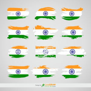 Distresses Indian Flag background set, grunge brush free vector