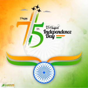 75th indian independence day greeting with fighter plane design