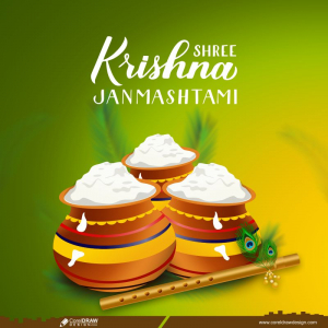 Happy Janmashtami Indian Festival Banner Design Vector