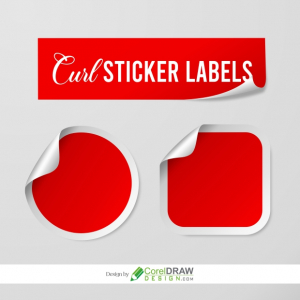 Curled Sticker Labels Free Vector Icon, CDR, PNG, SVG