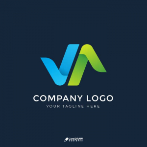 Abstract Gradient blue green VA Company Logo Vector