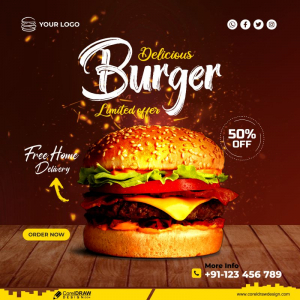 Delicious Burger And Food Menu Web Banner Template Free Download