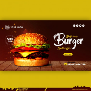 Delicious Burger And Web Banner Template Free Download CDR