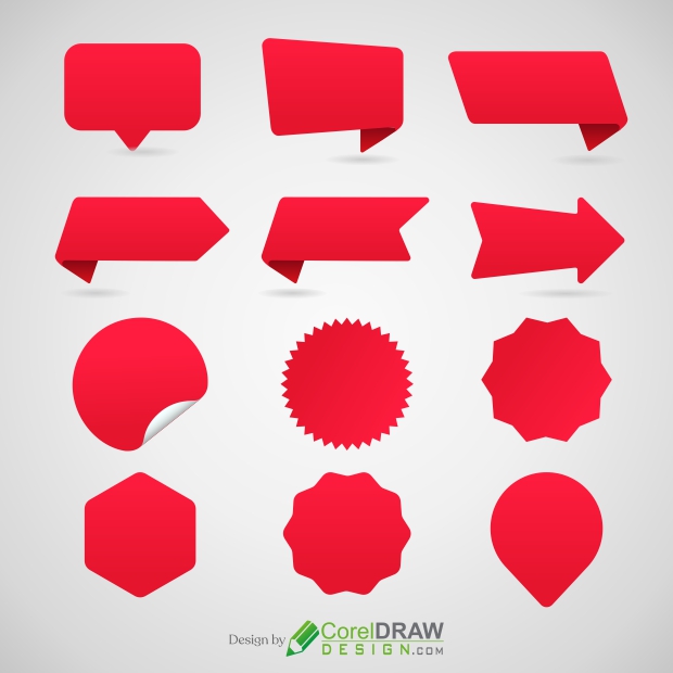 Red blank price tags and stickers vector image by coreldrawdesign, free stock vector
