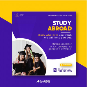 Study abroad education social media post templates