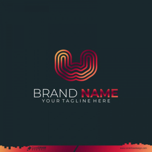 W Logo Monogram Template With Modern Concept And Business Card Design