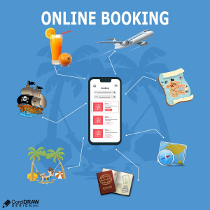 Online booking poster vector image free design