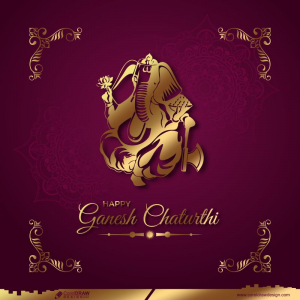 Ganesh Chaturthi Traditional Festival Golden Poster Free Download Greeting Cards CDR