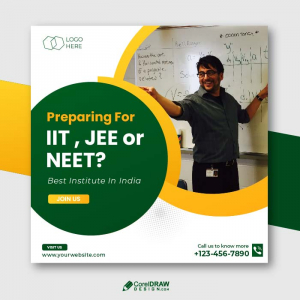 Student Study Scholar IIT JEE NEET Coaching Promotional Advertisement Banner Vector Template